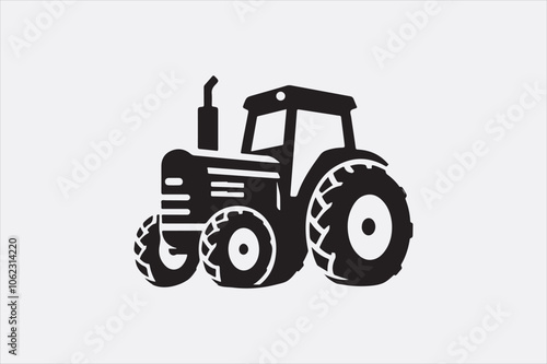 A black vector of a tractor silhouette.