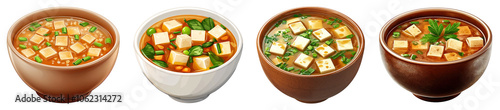 A 3D bowl of miso soup icon on a transparent background, showcasing delicate flavors and traditional Japanese ingredients in a comforting dish.