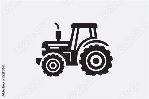 A black vector of a tractor silhouette.