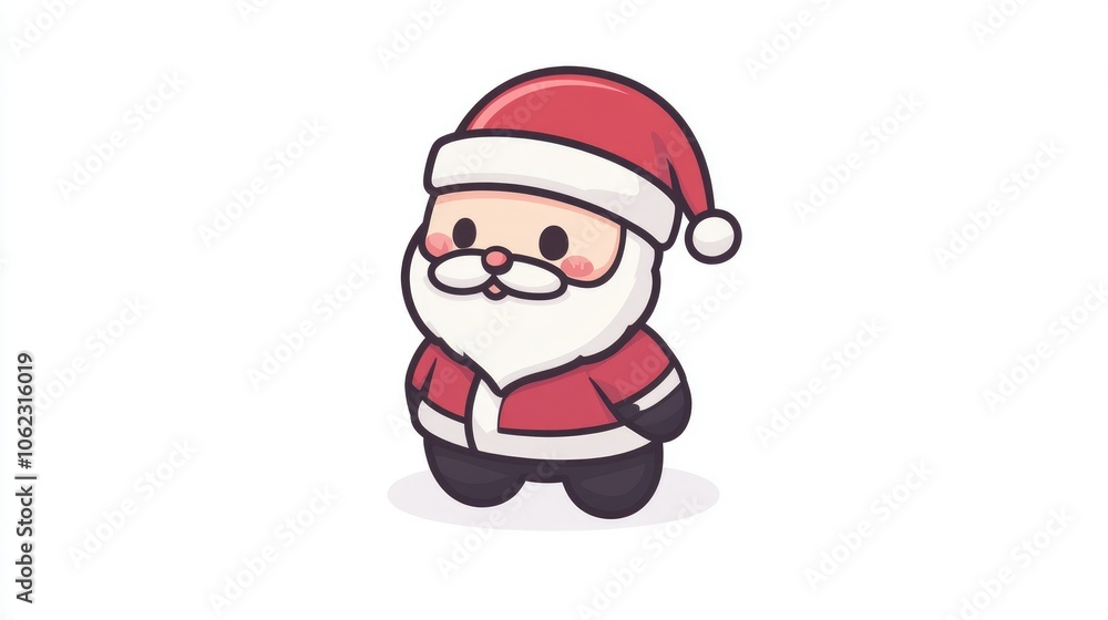 Cute Christmas character Santa Claus in red coat and hat Cute Christmas character Santa Claus in red coat and hat