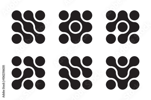 Connected dots icons. Black simple dot isolated on white background. Blob technology logo icon. Abstract shape, arganic geometric fluids. Vector illustration