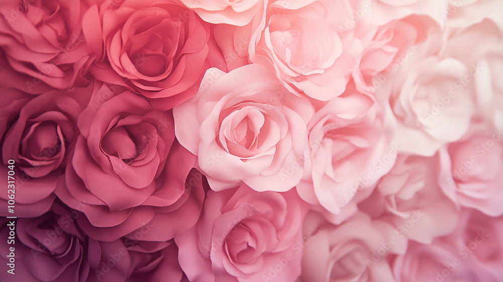 Fototapeta premium Soft Pink Roses in Ombre Transition Against a Subtle Background 