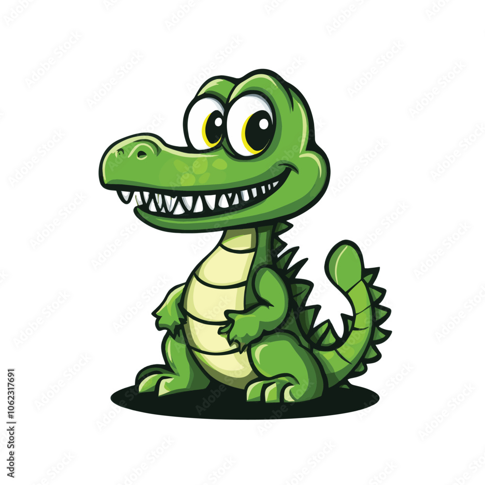 Fototapeta premium a green crocodile with a smileng image