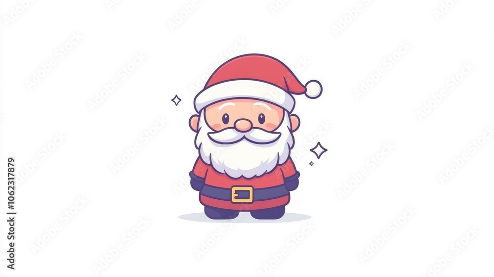 Cute Christmas character Santa Claus in red coat and hat