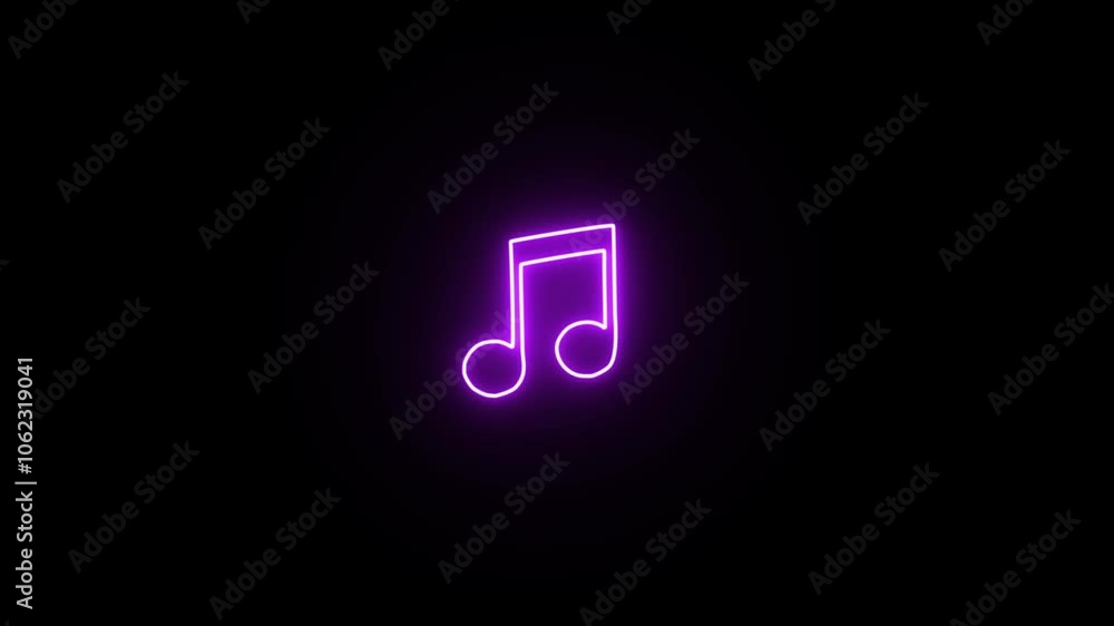 Music icon isolated .Glowing neon audio music player icon animation With black background. Music icon isolated .Glowing neon audio music player icon animation With black background.