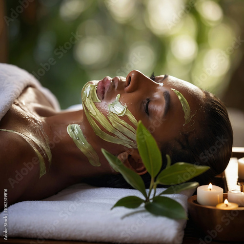 Luxurious Spa Facial Treatment with Rejuvenating Natural Mask and Relaxing Ambiance