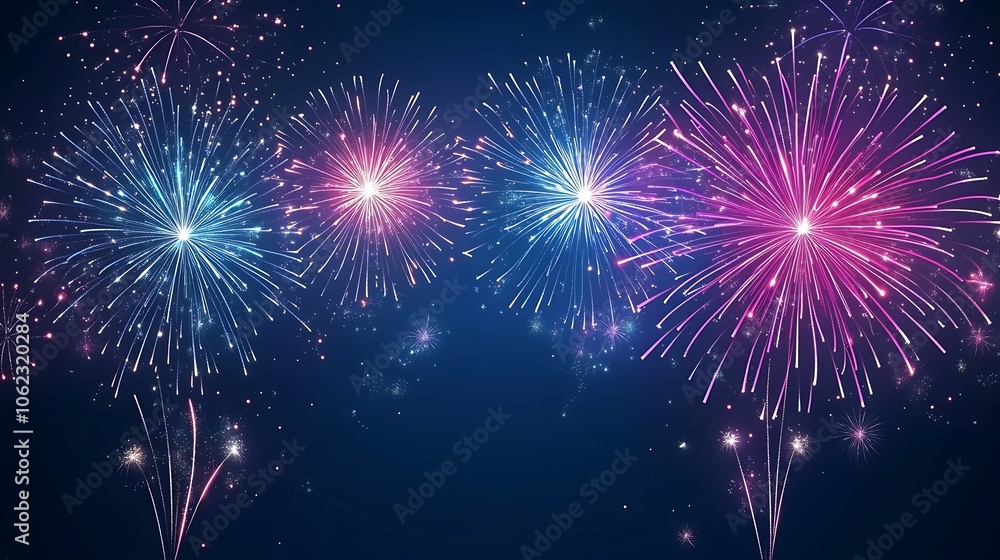 New Year deep navy backdrop featuring outlined fireworks New Year deep navy backdrop featuring outlined fireworks