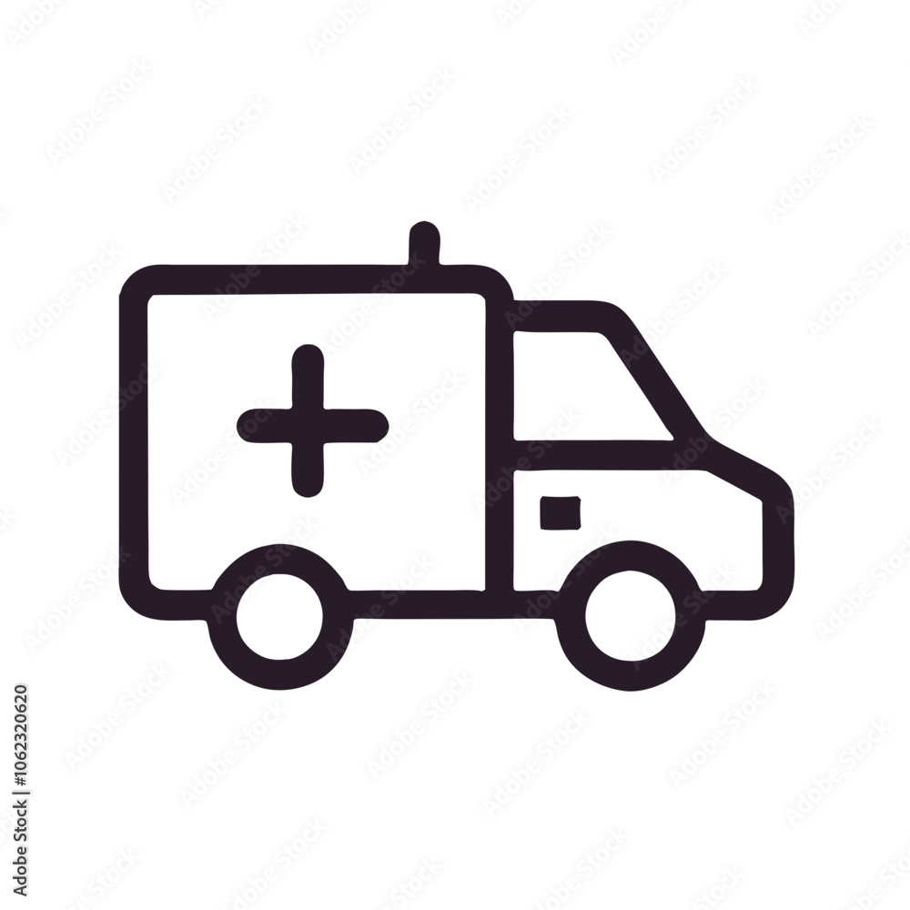 Ambulance icon representing emergency medical services and urgent care Ambulance icon representing emergency medical services and urgent care