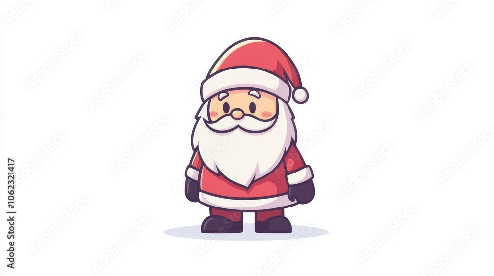 Cute Christmas character Santa Claus in red coat and hat Cute Christmas character Santa Claus in red coat and hat