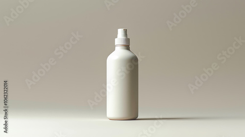 Minimalist White Spray Bottle on Beige Background
