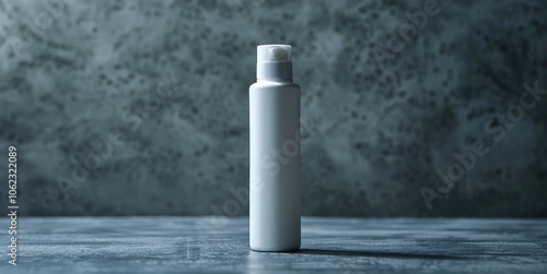 Minimalist White Bottle on Dark Textured Background
