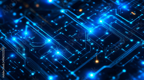 Wallpaper Mural A digital circuit board illuminated by glowing blue lights and intricate patterns, symbolizing technology and connectivity. Torontodigital.ca