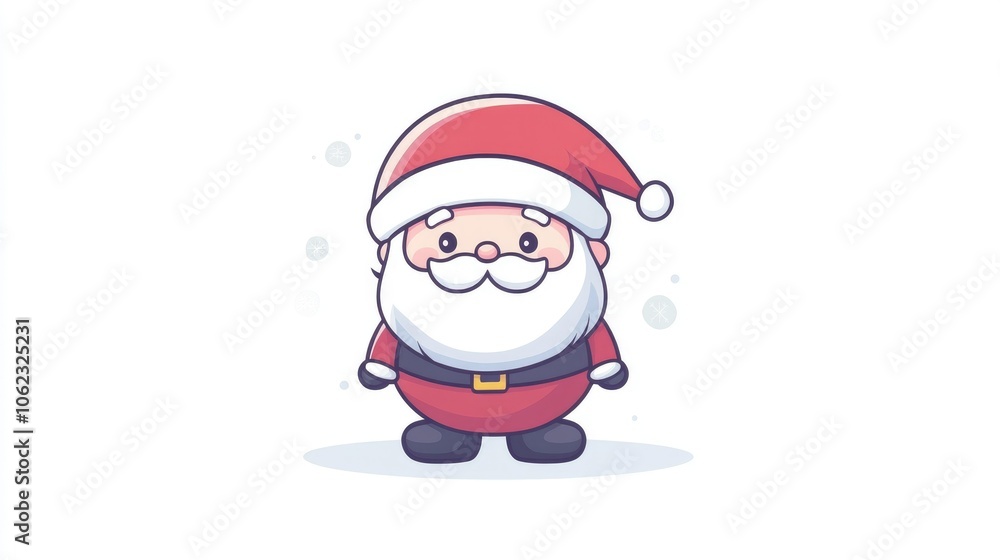 Cute Christmas character Santa Claus in red coat and hat Cute Christmas character Santa Claus in red coat and hat