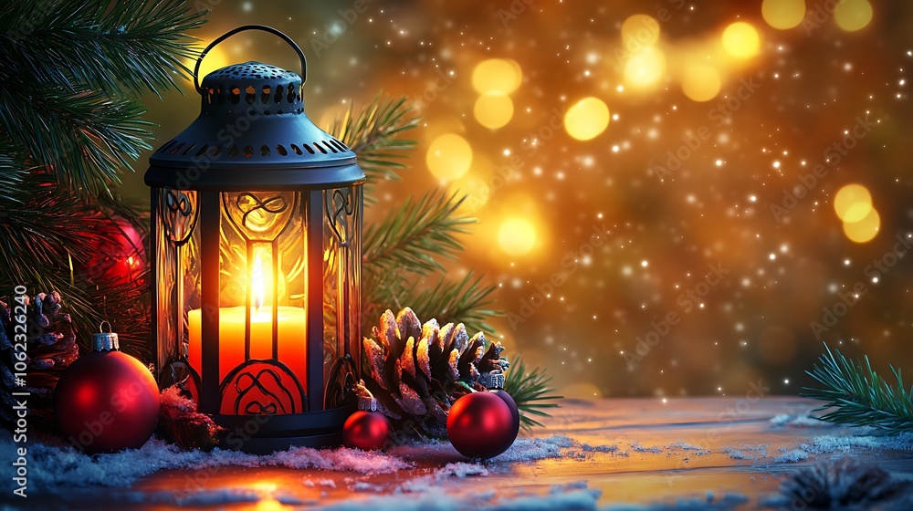 Festive lantern with a glowing candle Festive lantern with a glowing candle