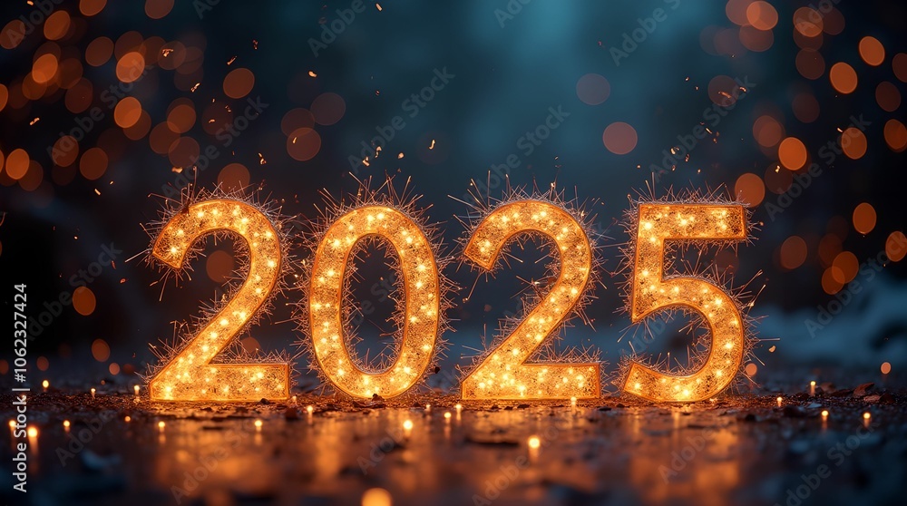 Festive wallpaper featuring a Happy New Year 2025 design. Festive wallpaper featuring a Happy New Year 2025 design.