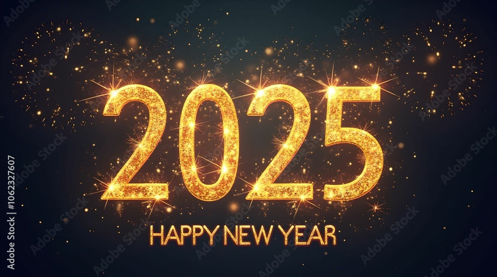 Festive wallpaper featuring a Happy New Year 2025 design. Festive wallpaper featuring a Happy New Year 2025 design.