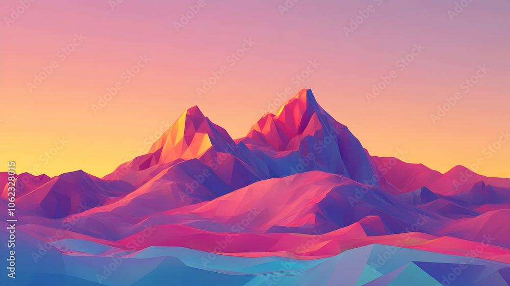 A stylized abstract mountain range in pink and purple hues, with soft lighting and a minimalist futuristic aesthetic. A stylized abstract mountain range in pink and purple hues, with soft lighting and a minimalist futuristic aesthetic.
