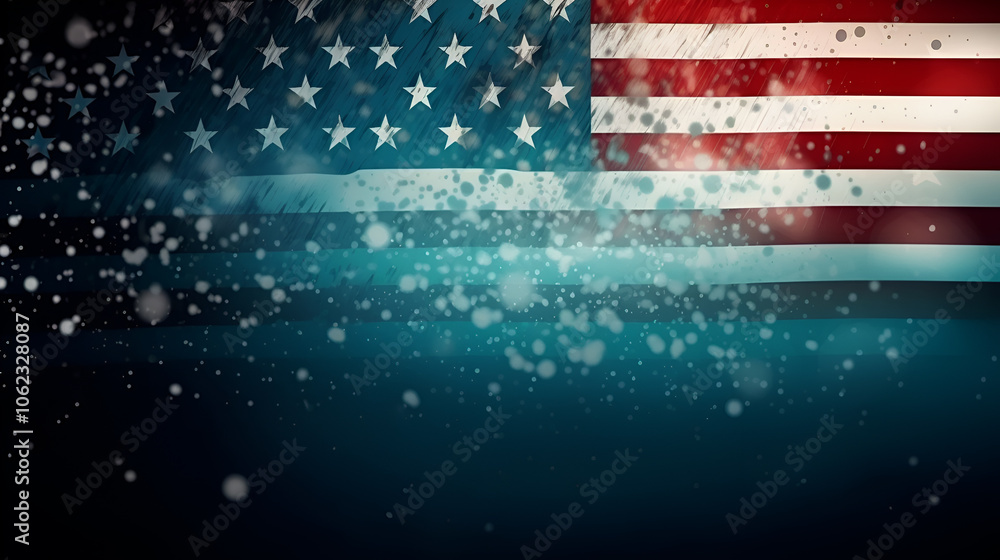 .American flag with a textured overlay and light particles, creating a dynamic and atmospheric effect representing patriotism and resilience .American flag with a textured overlay and light particles, creating a dynamic and atmospheric effect representing patriotism and resilience