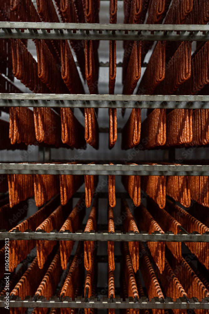 Production of sausages - smoking and maturing process - meat industry