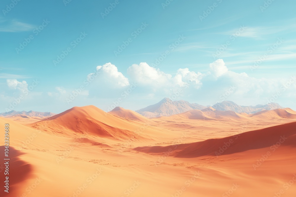Naklejka premium Expansive Desert Landscape with Rolling Sand Dunes