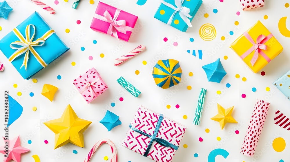 Playful Arrangement of Colorful Gift Boxes Playful Arrangement of Colorful Gift Boxes