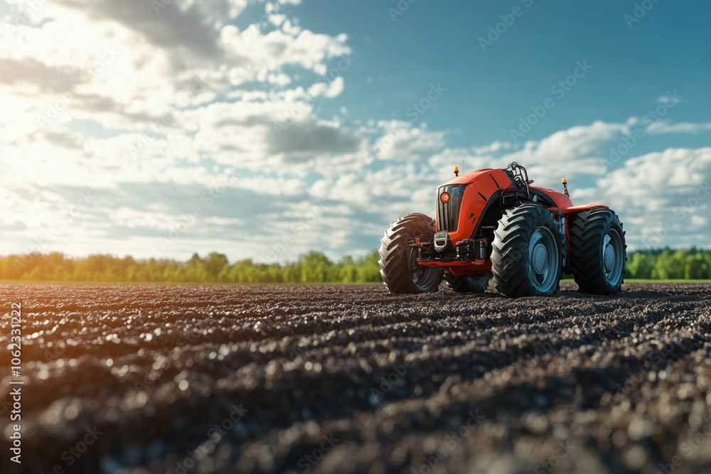 Obraz premium Autonomous farm robot planting seeds precisely in large field