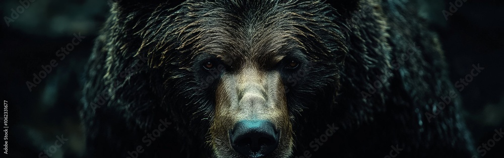 Close-up of a majestic grizzly bear in its natural wild environment Close-up of a majestic grizzly bear in its natural wild environment