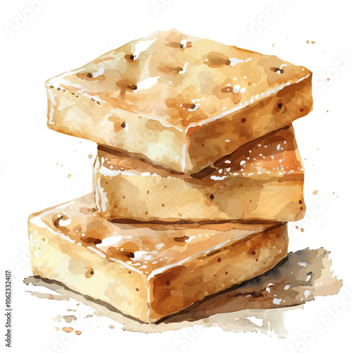 A watercolor vector of Shortbread, isolated on a white background.