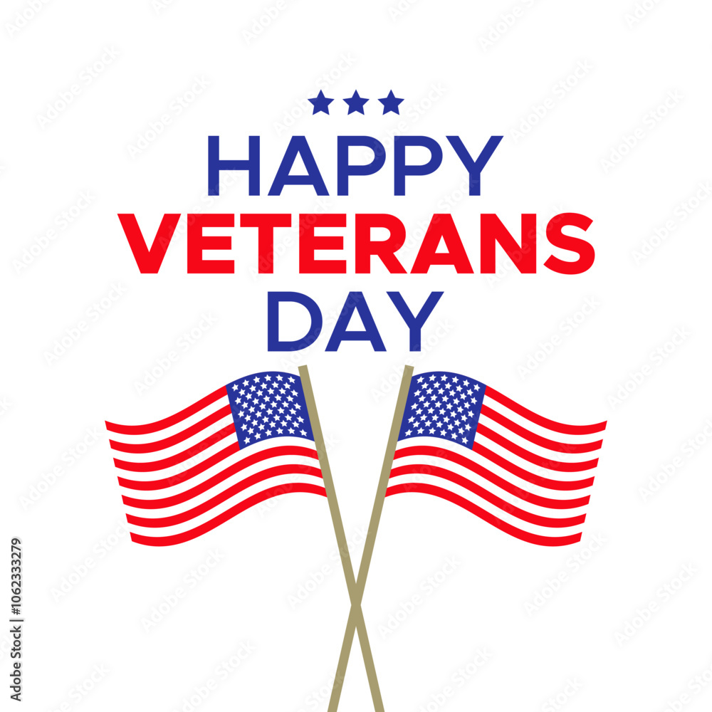 Happy Veterans Day Typography Text Poster or Banner with USA Flag for Celebration Veteran Holiday in November Happy Veterans Day Typography Text Poster or Banner with USA Flag for Celebration Veteran Holiday in November