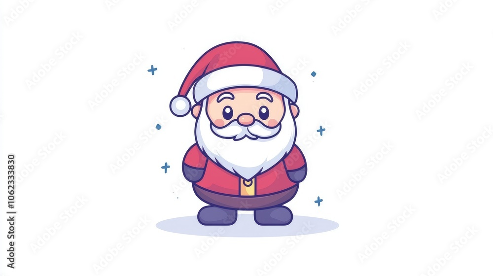 Children's drawing of Santa Claus in a red coat and hat on a clean white background New Year's Eve happy holiday Children's drawing of Santa Claus in a red coat and hat on a clean white background New Year's Eve happy holiday