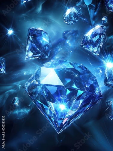 Wallpaper Mural Blue background with futuristic technology storm and blue diamonds wallpaper Torontodigital.ca