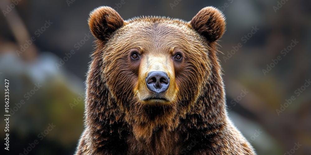 Obraz premium Serene wild forest landscape in autumn with golden leaves and mist covering mountains