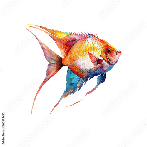 angelfish vector illustration in watercolor style