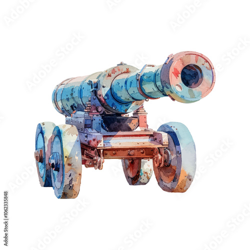 artillery vector illustration in watercolor style