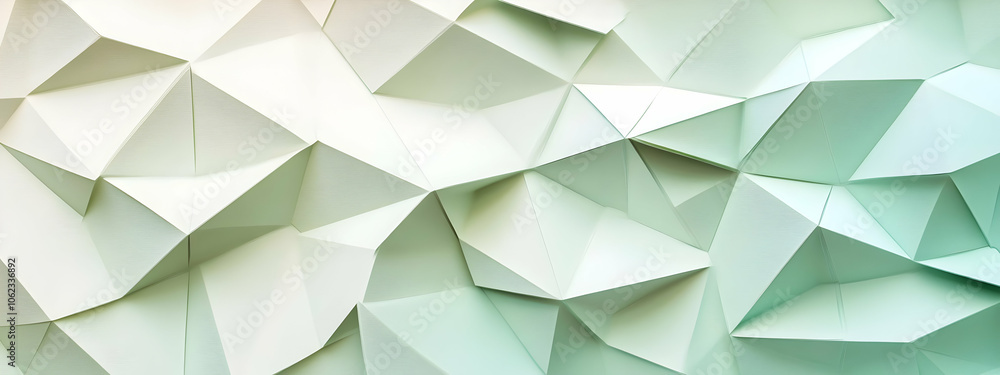 Abstract background design featuring layered triangles in pale green and crisp white, ideal for branding materials Abstract background design featuring layered triangles in pale green and crisp white, ideal for branding materials