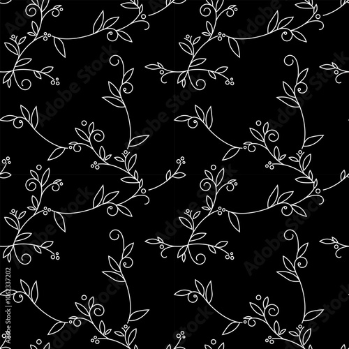seamless botanical pattern of painted oriental motifs 