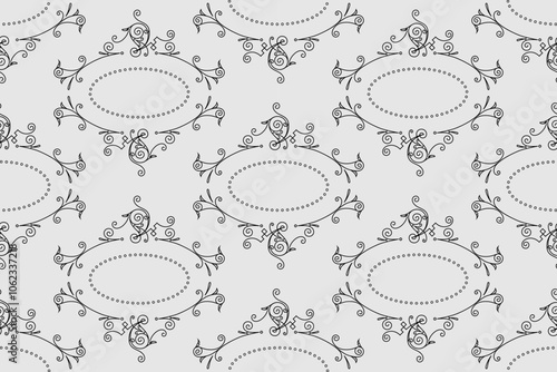 seamless botanical pattern of painted oriental motifs 