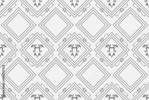 seamless botanical pattern of painted oriental motifs 