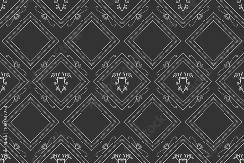 seamless botanical pattern of painted oriental motifs 