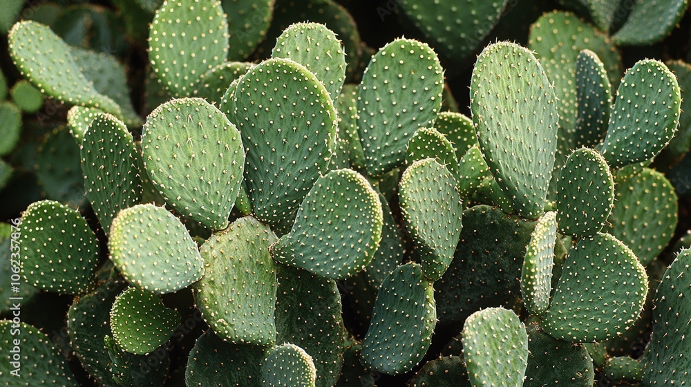 Succulent opuntia cactus with vibrant green pads in natural sunlight Succulent opuntia cactus with vibrant green pads in natural sunlight