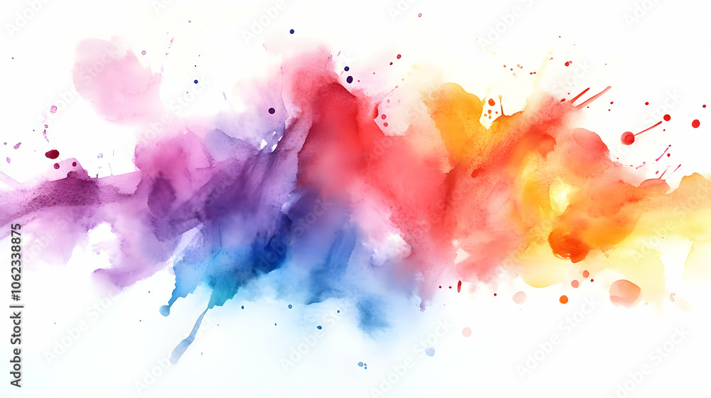 A bold watercolor abstract featuring vibrant splashes of blue, red, and yellow hues blending seamlessly on a clean white background. A bold watercolor abstract featuring vibrant splashes of blue, red, and yellow hues blending seamlessly on a clean white background.