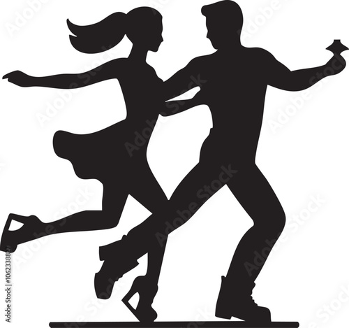 Romantic dancing couple silhouet