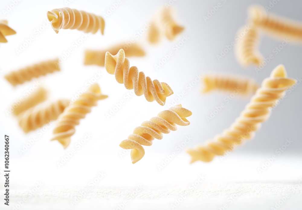 Naklejka premium Italian fusilli pasta on white background 