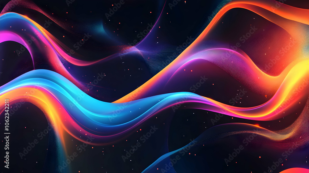 A flowing composition of bright neon gradients in blue, pink, and orange, resembling colorful waves against a dark background. A flowing composition of bright neon gradients in blue, pink, and orange, resembling colorful waves against a dark background.