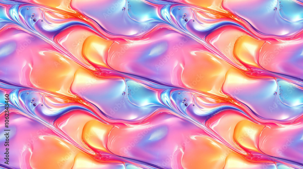 Seamless pattern of glossy painted graphic illustration with vibrant color gradients ideal for surface design and background textures Seamless pattern of glossy painted graphic illustration with vibrant color gradients ideal for surface design and background textures
