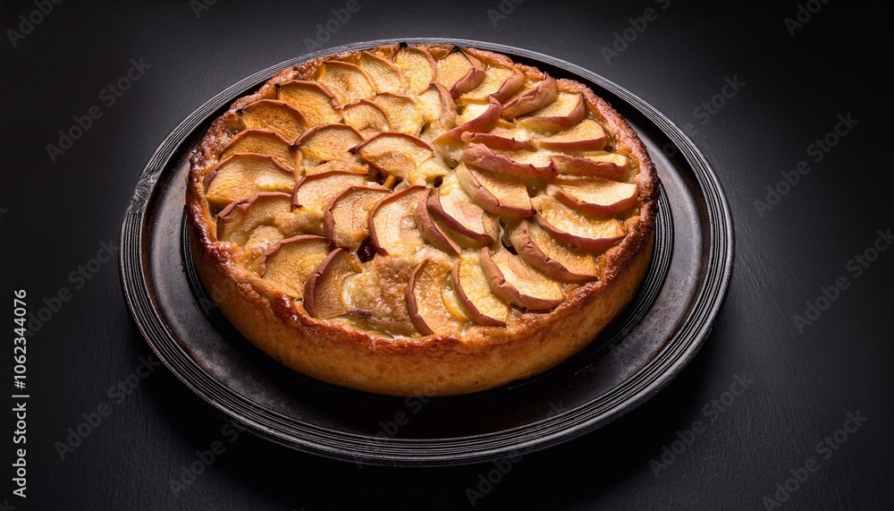 apple pie charlotte on dark background top view with space for text apple pie charlotte on dark background top view with space for text