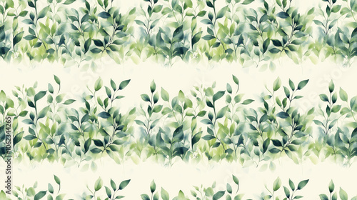 Seamless watercolor pattern of lush green forest grass and branches perfect for summer themed designs