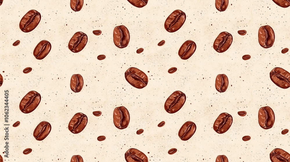 Seamless pattern of rich coffee beans on a textured background perfect for textile design packaging or branding Seamless pattern of rich coffee beans on a textured background perfect for textile design packaging or branding