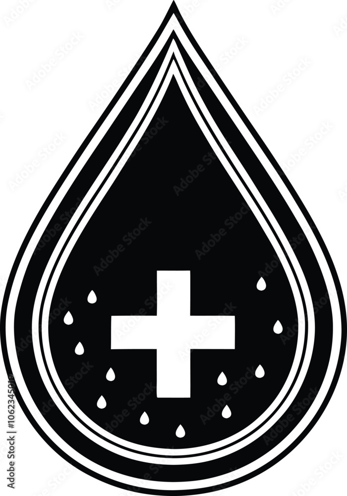 Medical Blood Drop Icon with Cross Symbol for Healthcare and Donation Concepts Medical Blood Drop Icon with Cross Symbol for Healthcare and Donation Concepts