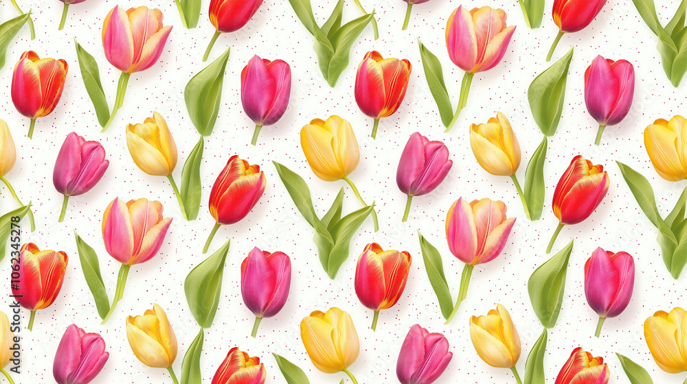 Vibrant seamless pattern of colorful summer tulips perfect for fabric wallpaper print and background textures Vibrant seamless pattern of colorful summer tulips perfect for fabric wallpaper print and background textures